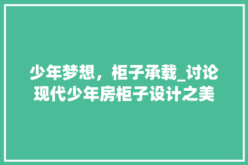少年梦想，柜子承载_讨论现代少年房柜子设计之美