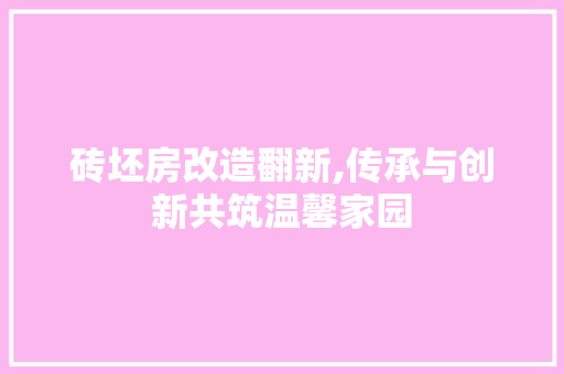 砖坯房改造翻新,传承与创新共筑温馨家园