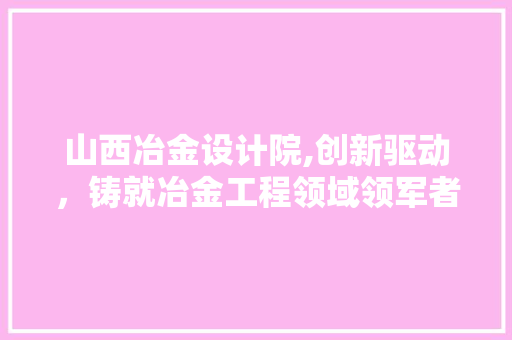 山西冶金设计院,创新驱动，铸就冶金工程领域领军者