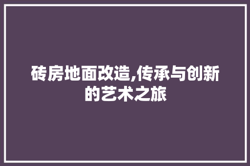 砖房地面改造,传承与创新的艺术之旅