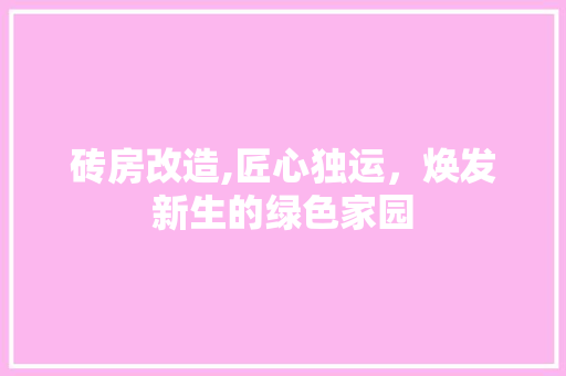 砖房改造,匠心独运，焕发新生的绿色家园