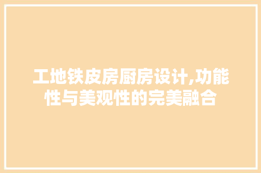 工地铁皮房厨房设计,功能性与美观性的完美融合