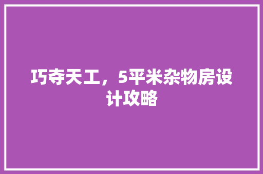 巧夺天工，5平米杂物房设计攻略