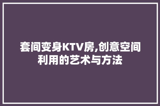 套间变身KTV房,创意空间利用的艺术与方法