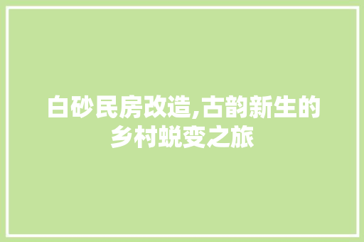 白砂民房改造,古韵新生的乡村蜕变之旅