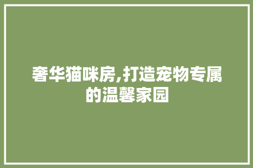 奢华猫咪房,打造宠物专属的温馨家园