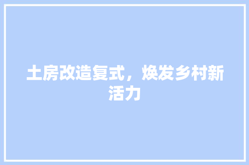 土房改造复式，焕发乡村新活力
