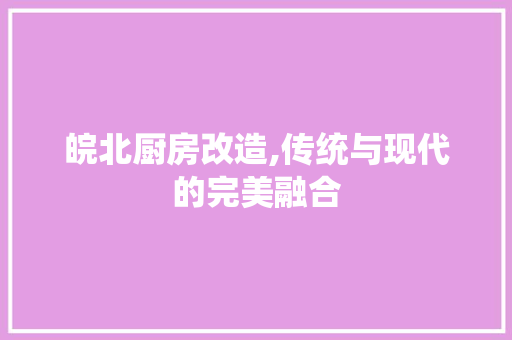 皖北厨房改造,传统与现代的完美融合