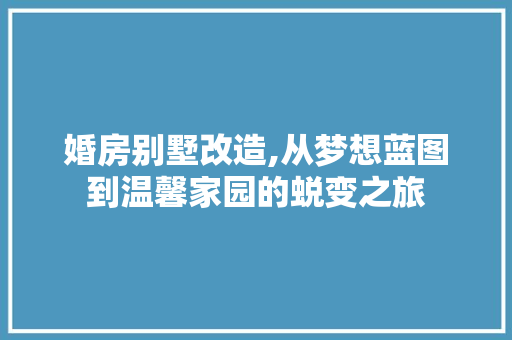 婚房别墅改造,从梦想蓝图到温馨家园的蜕变之旅