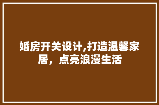 婚房开关设计,打造温馨家居，点亮浪漫生活