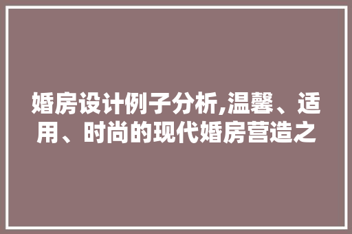 婚房设计例子分析,温馨、适用、时尚的现代婚房营造之路