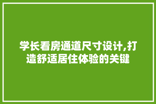 学长看房通道尺寸设计,打造舒适居住体验的关键