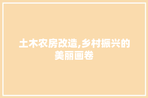 土木农房改造,乡村振兴的美丽画卷