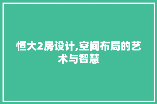 恒大2房设计,空间布局的艺术与智慧