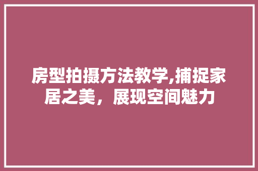 房型拍摄方法教学,捕捉家居之美，展现空间魅力