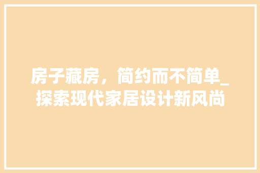 房子藏房，简约而不简单_探索现代家居设计新风尚