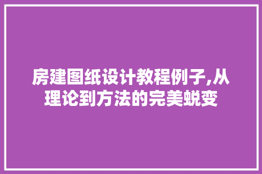房建图纸设计教程例子,从理论到方法的完美蜕变