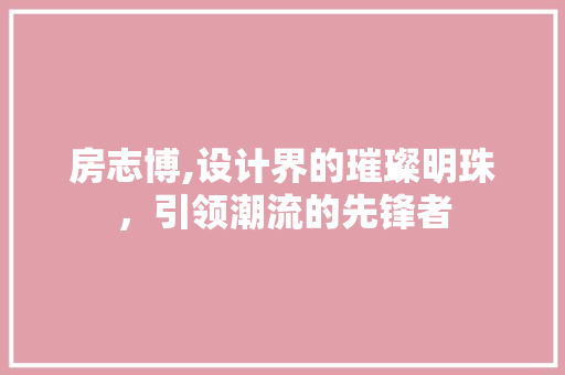 房志博,设计界的璀璨明珠，引领潮流的先锋者
