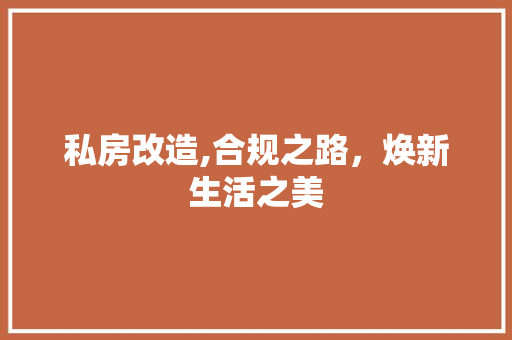 私房改造,合规之路，焕新生活之美