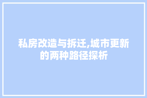 私房改造与拆迁,城市更新的两种路径探析