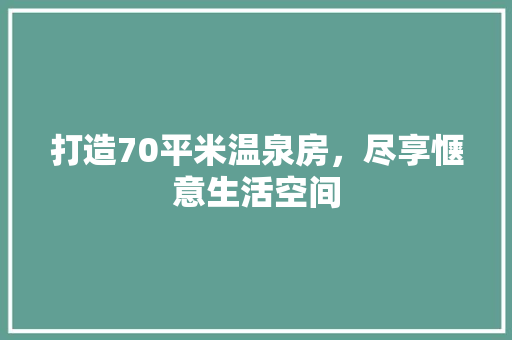 打造70平米温泉房，尽享惬意生活空间