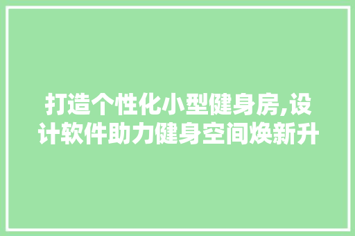 打造个性化小型健身房,设计软件助力健身空间焕新升级