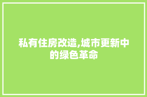 私有住房改造,城市更新中的绿色革命