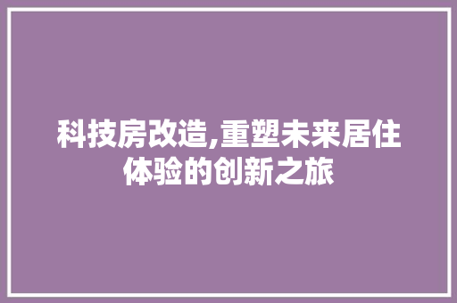 科技房改造,重塑未来居住体验的创新之旅