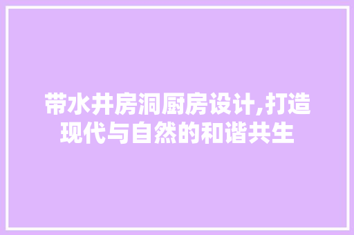 带水井房洞厨房设计,打造现代与自然的和谐共生