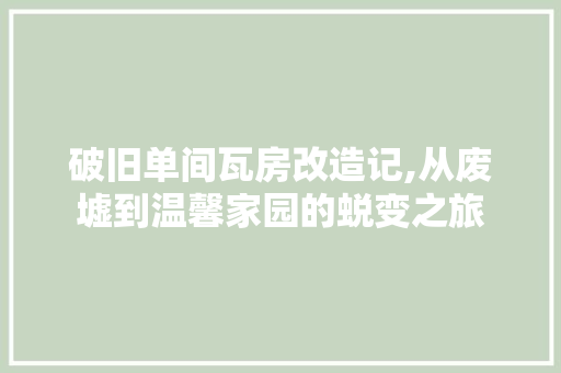 破旧单间瓦房改造记,从废墟到温馨家园的蜕变之旅