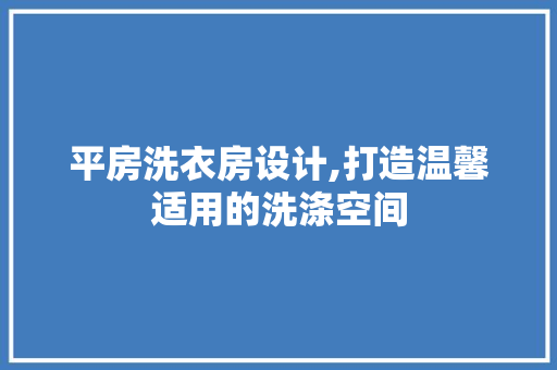 平房洗衣房设计,打造温馨适用的洗涤空间