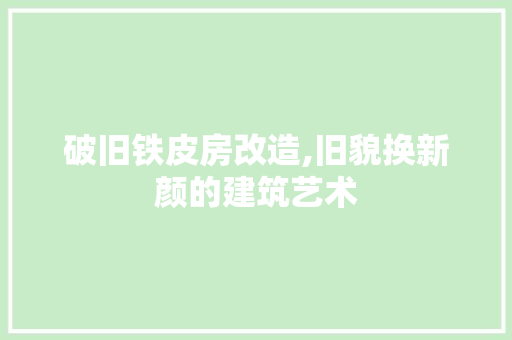 破旧铁皮房改造,旧貌换新颜的建筑艺术