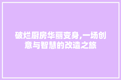破烂厨房华丽变身,一场创意与智慧的改造之旅