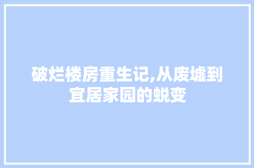 破烂楼房重生记,从废墟到宜居家园的蜕变