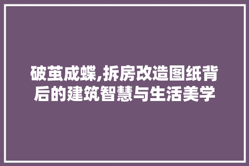 破茧成蝶,拆房改造图纸背后的建筑智慧与生活美学