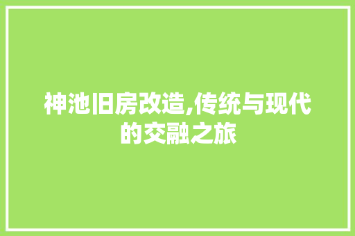 神池旧房改造,传统与现代的交融之旅