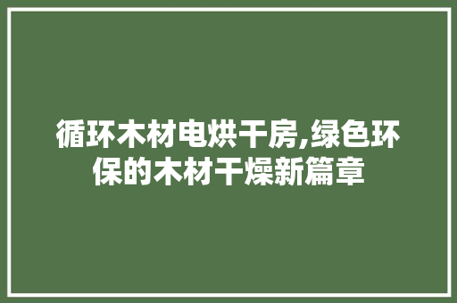 循环木材电烘干房,绿色环保的木材干燥新篇章