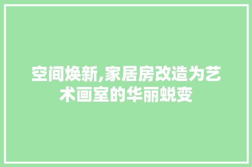 空间焕新,家居房改造为艺术画室的华丽蜕变