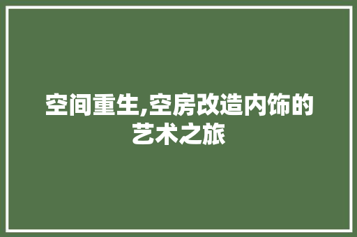 空间重生,空房改造内饰的艺术之旅
