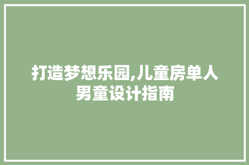 打造梦想乐园,儿童房单人男童设计指南