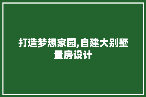 打造梦想家园,自建大别墅量房设计