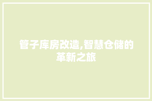 管子库房改造,智慧仓储的革新之旅