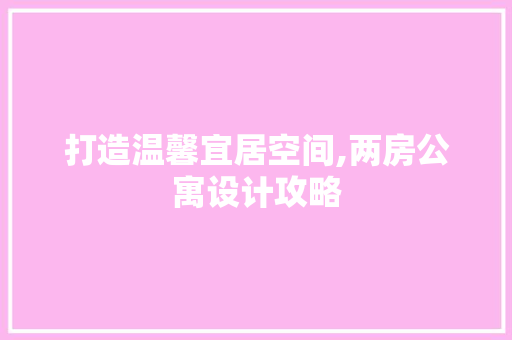 打造温馨宜居空间,两房公寓设计攻略
