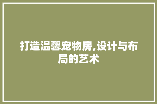打造温馨宠物房,设计与布局的艺术