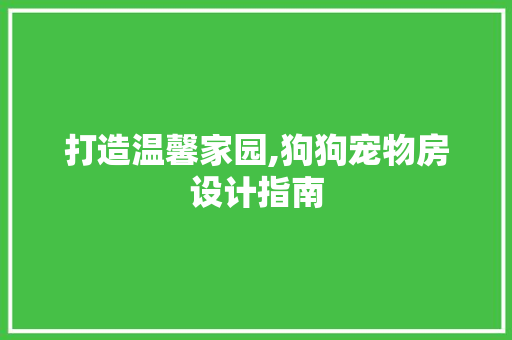 打造温馨家园,狗狗宠物房设计指南