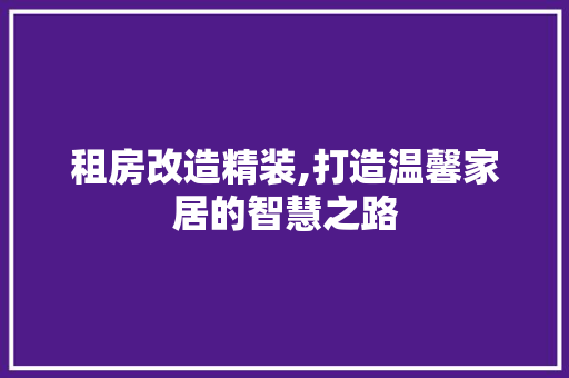 租房改造精装,打造温馨家居的智慧之路