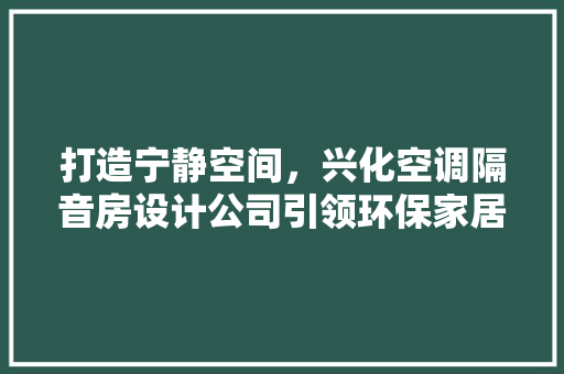 打造宁静空间，兴化空调隔音房设计公司引领环保家居潮流
