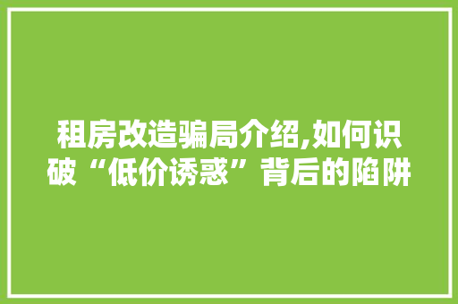 租房改造骗局介绍,如何识破“低价诱惑”背后的陷阱