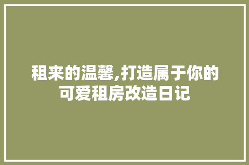 租来的温馨,打造属于你的可爱租房改造日记