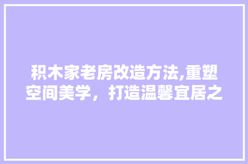 积木家老房改造方法,重塑空间美学，打造温馨宜居之家